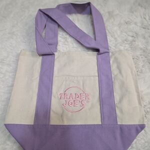 Trader Joe's Purple and Cream Tote Bag